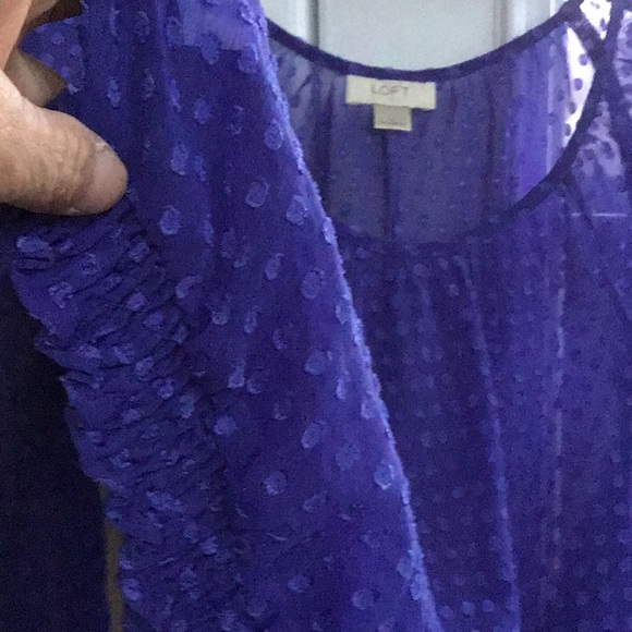 Like new LOFT sheer purple top. Size large. - Picture 4 of 5